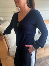 Load image into Gallery viewer, V neck Miami Sparkle Bell Sleeve jumper