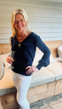 Load image into Gallery viewer, V neck Miami Sparkle Bell Sleeve jumper