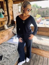 Load image into Gallery viewer, V neck Miami Sparkle Bell Sleeve jumper